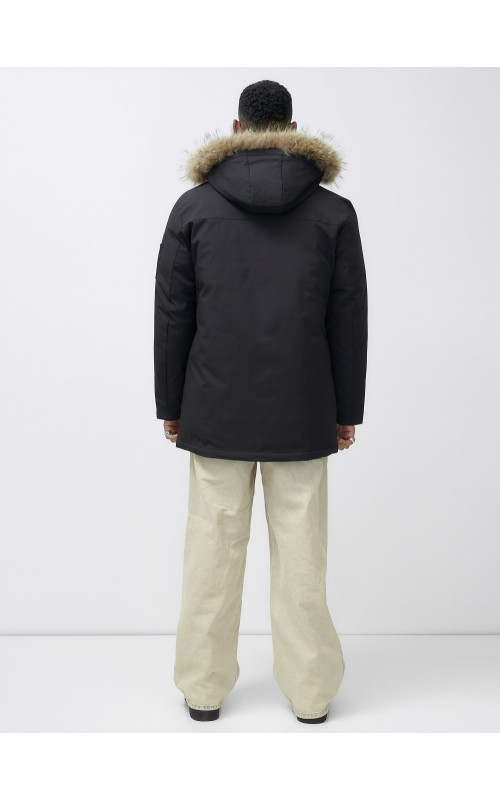 Мужская зимняя удлиненная парка с мехом, чёрная в Тюмени