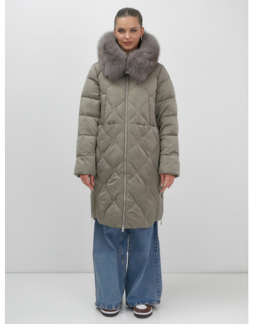 Длинный пуховик премиум-класса с мехом песца.