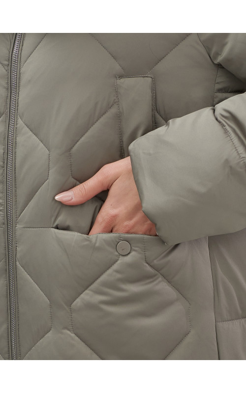 Длинный пуховик премиум-класса с мехом песца.