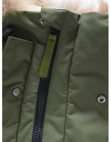 Зимняя парка для мальчика-подростка с мехом енота.