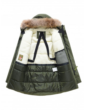 Зимняя парка для мальчика-подростка с мехом енота.