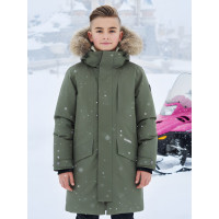 Зимняя парка для мальчика-подростка с мехом енота.