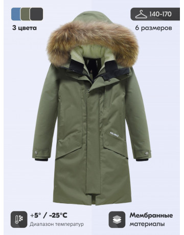 Зимняя парка для мальчика-подростка с мехом енота.