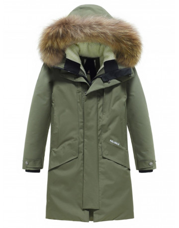 Зимняя парка для мальчика-подростка с мехом енота.