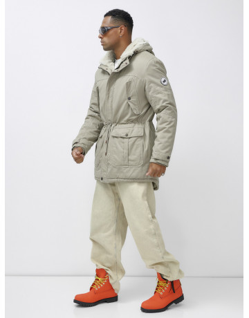 Мужская зимняя парка с меховым капюшоном для активного отдыха.