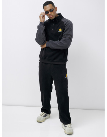 Мужской демисезонный спортивный костюм на флисе, чёрный, для спорта. в Тюмени