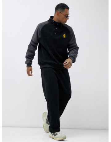 Мужской демисезонный спортивный костюм на флисе, чёрный, для спорта. в Тюмени