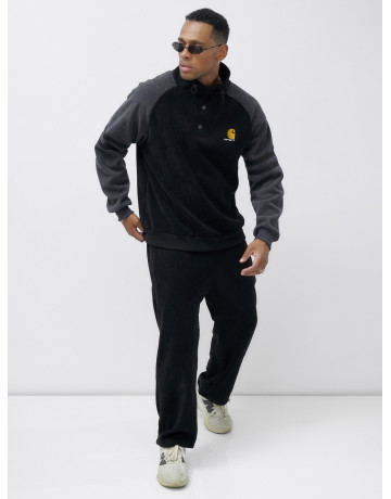 Мужской демисезонный спортивный костюм на флисе, чёрный, для спорта. в Тюмени