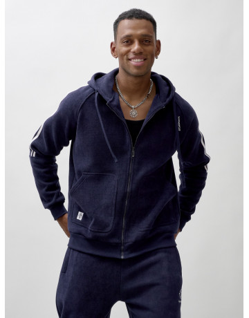 Мужской демисезонный спортивный костюм на флисе, тёмно-синий, для спорта. в Тюмени