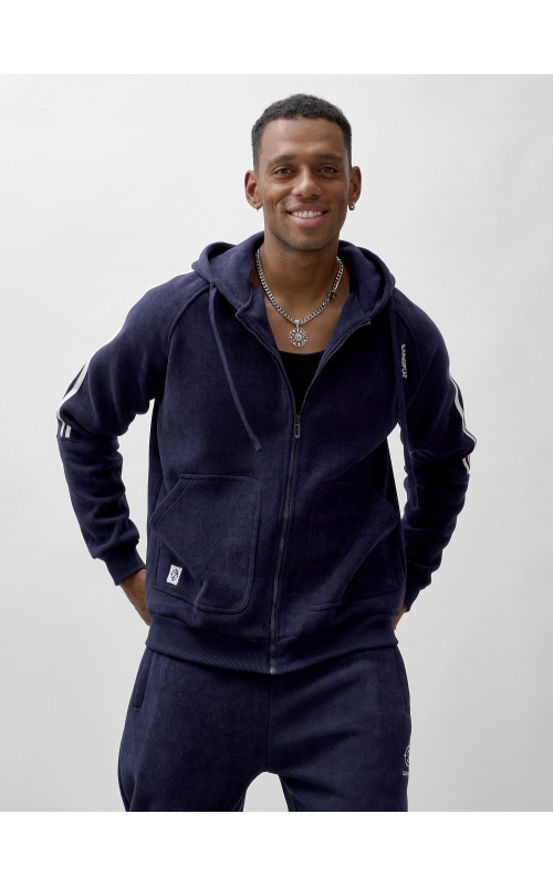 Мужской демисезонный спортивный костюм на флисе, тёмно-синий, для спорта. в Тюмени