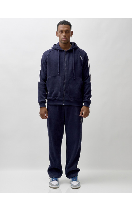 Мужской демисезонный спортивный костюм на флисе, тёмно-синий, для спорта. в Тюмени