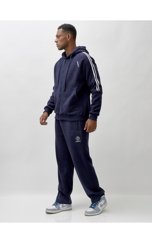 Мужской демисезонный спортивный костюм на флисе, тёмно-синий, для спорта. в Тюмени