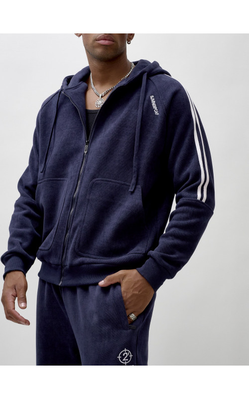 Мужской демисезонный спортивный костюм на флисе, тёмно-синий, для спорта. в Тюмени