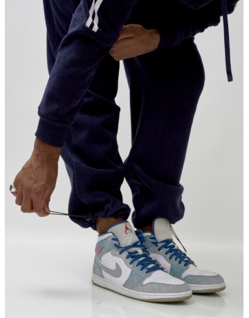 Мужской демисезонный спортивный костюм на флисе, тёмно-синий, для спорта. в Тюмени