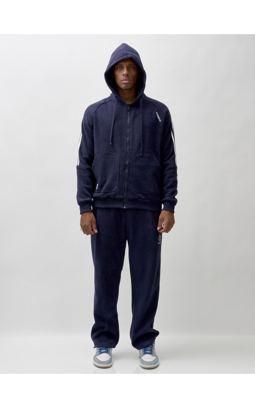 Мужской демисезонный спортивный костюм на флисе, тёмно-синий, для спорта. в Тюмени