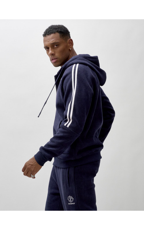 Мужской демисезонный спортивный костюм на флисе, тёмно-синий, для спорта. в Тюмени