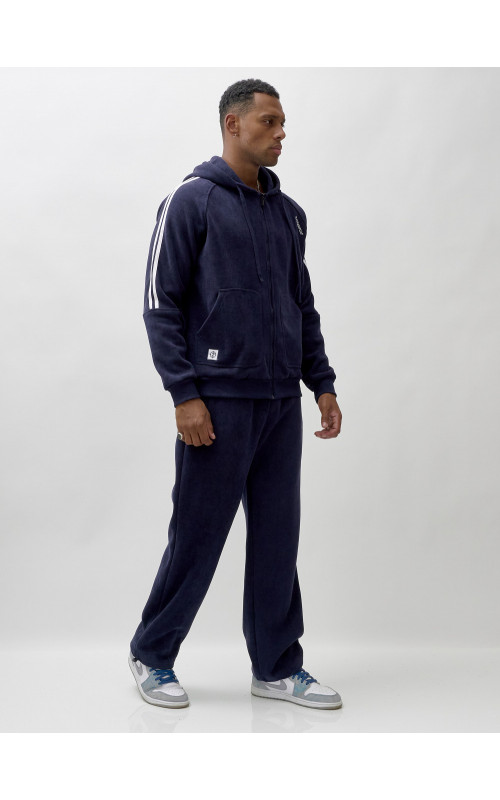 Мужской демисезонный спортивный костюм на флисе, тёмно-синий, для спорта. в Тюмени