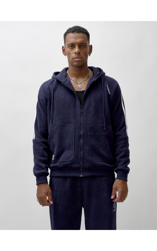 Мужской демисезонный спортивный костюм на флисе, тёмно-синий, для спорта. в Тюмени