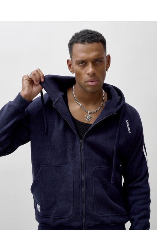 Мужской демисезонный спортивный костюм на флисе, тёмно-синий, для спорта. в Тюмени