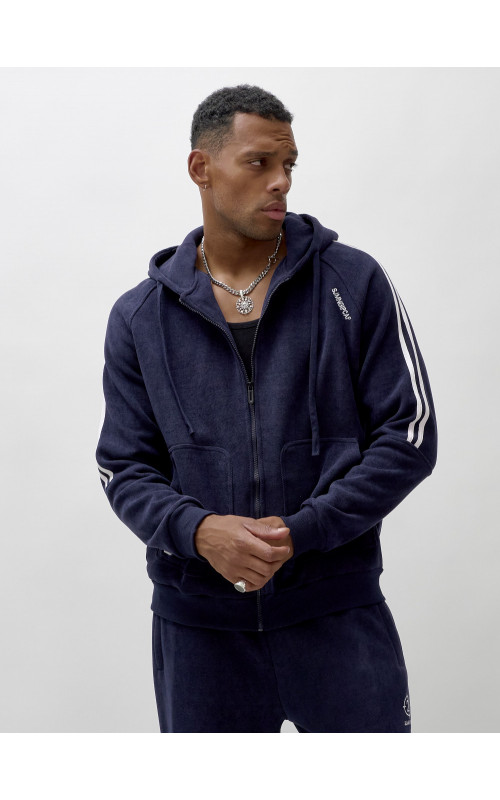 Мужской демисезонный спортивный костюм на флисе, тёмно-синий, для спорта. в Тюмени