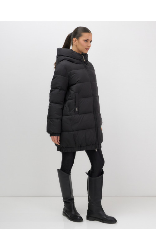 Пуховик женский зимний большой размер чёрный в Тюмени