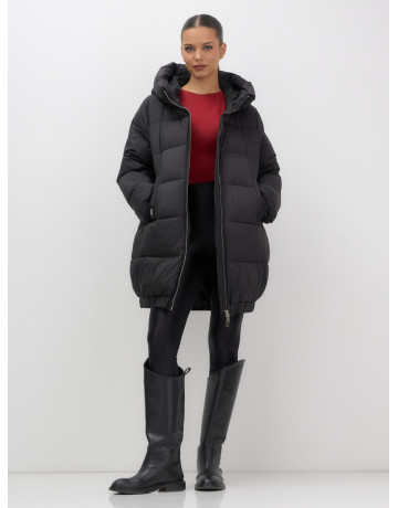 Пуховик женский зимний большой размер чёрный в Тюмени