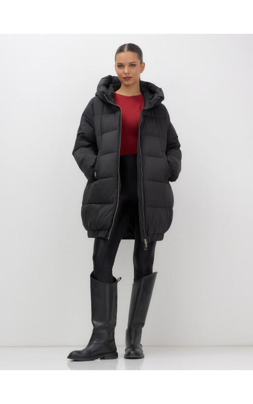Пуховик женский зимний большой размер чёрный в Тюмени
