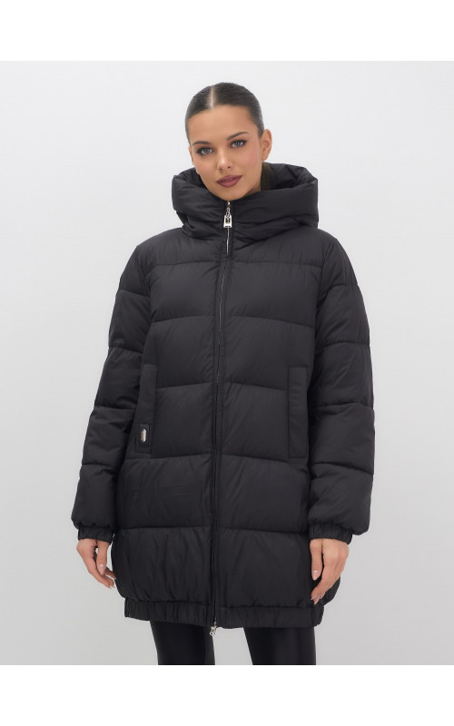 Пуховик женский зимний большой размер чёрный в Тюмени