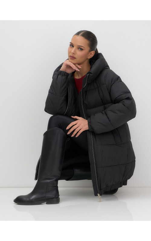 Пуховик женский зимний большой размер чёрный в Тюмени
