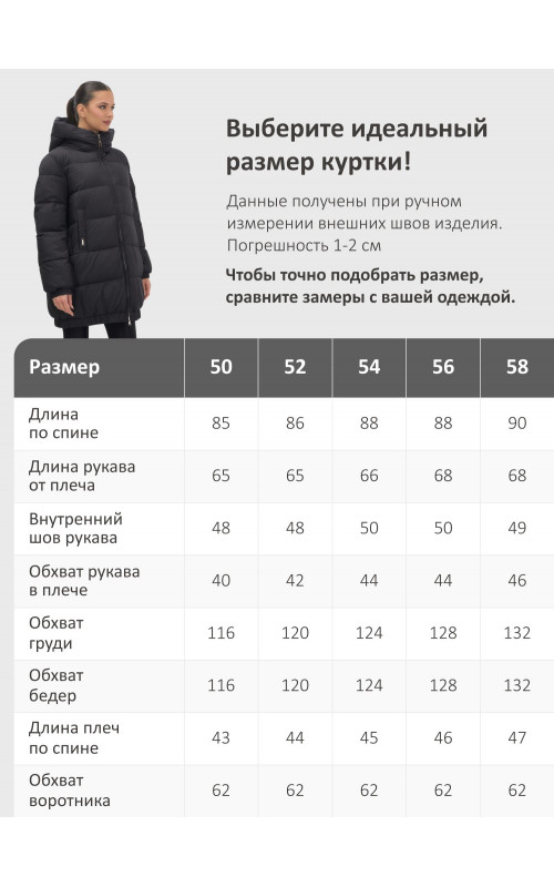 Пуховик женский зимний большой размер чёрный в Тюмени