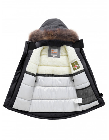 Детская зимняя парка для девочки, розовая, с капюшоном и мехом.