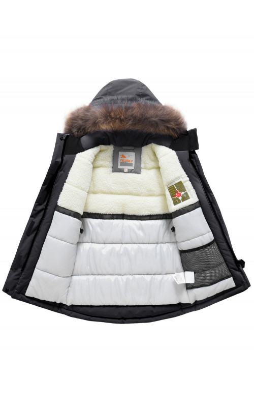 Детская зимняя парка для девочки, розовая, с капюшоном и мехом.