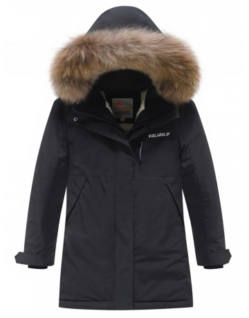 Детская зимняя парка для девочки, розовая, с капюшоном и мехом.