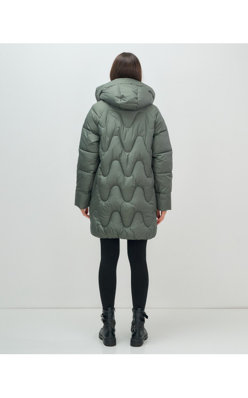 Пуховик женский зимний с капюшоном, хаки. в Тюмени