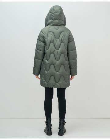 Пуховик женский зимний с капюшоном, хаки. в Тюмени