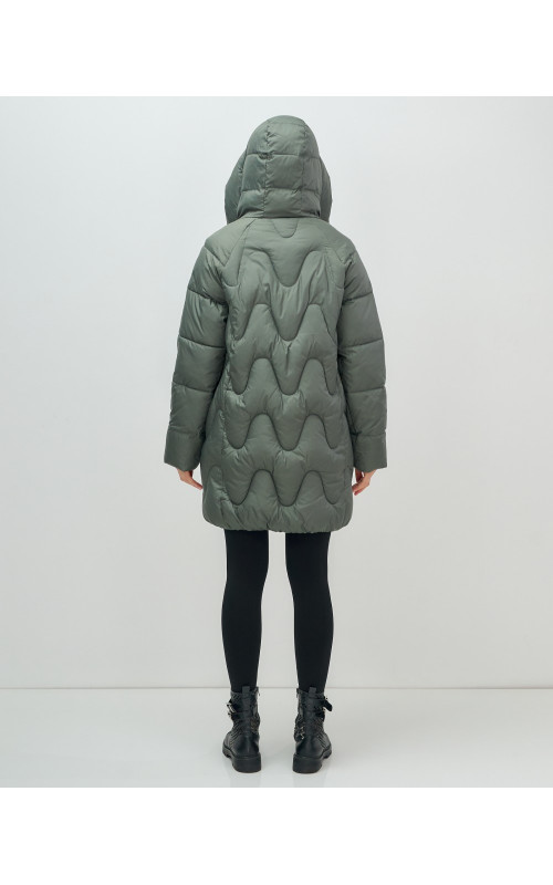 Пуховик женский зимний с капюшоном, хаки. в Тюмени