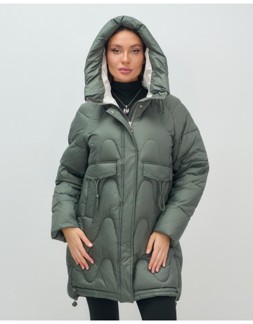 Пуховик женский зимний с капюшоном, хаки. в Тюмени