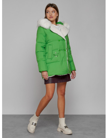 Пуховик зимний женский с мехом из овчины.