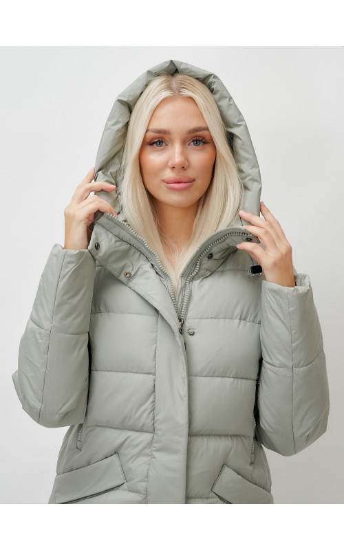 Тёплый женский пуховик с капюшоном