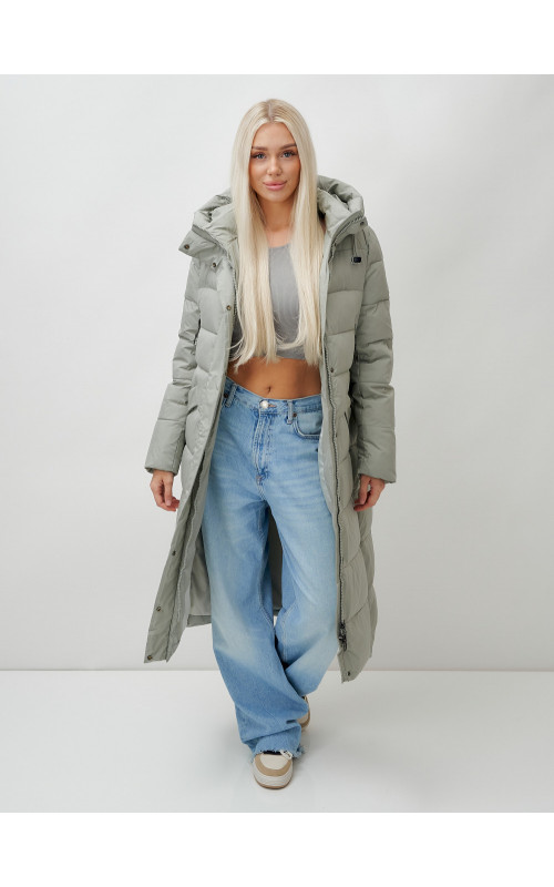 Тёплый женский пуховик с капюшоном