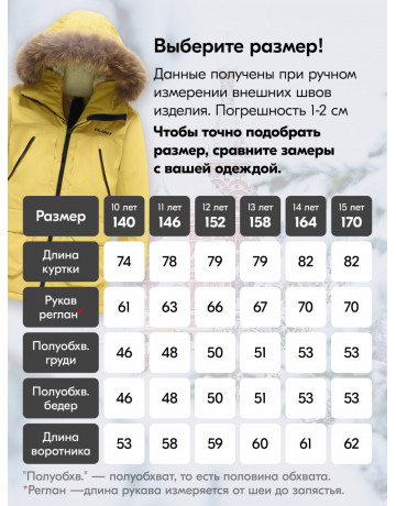 Зимняя парка-куртка для девочки-подростка с капюшоном и мехом, жёлтая.