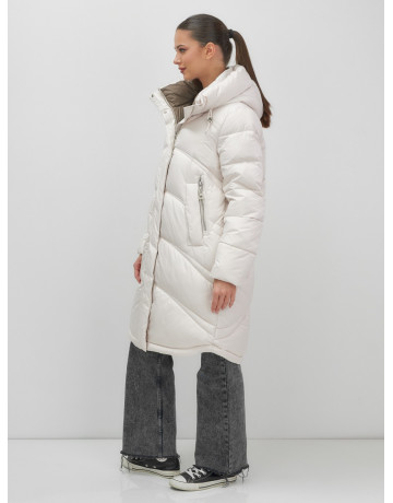 Длинный зимний пуховик с капюшоном для женщин