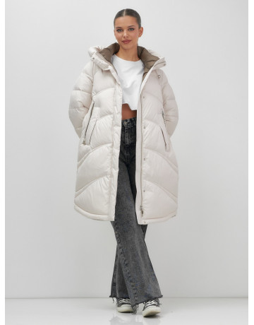 Длинный зимний пуховик с капюшоном для женщин