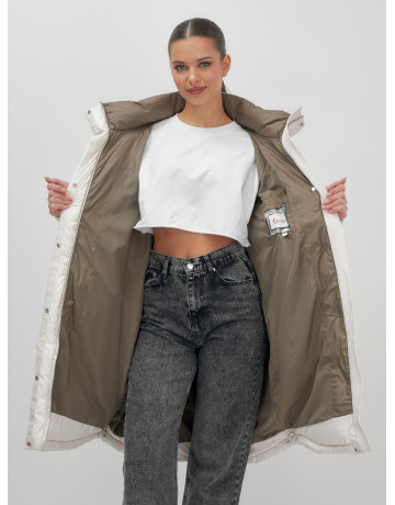 Длинный зимний пуховик с капюшоном для женщин