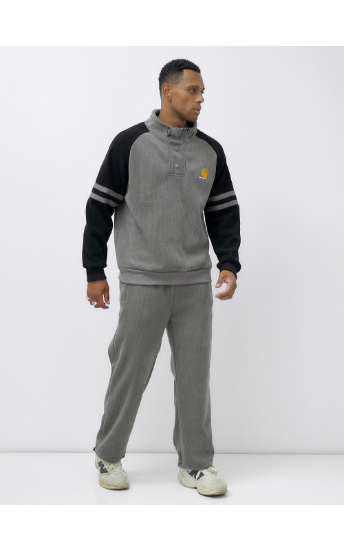 Мужской демисезонный спортивный костюм на флисе, серый, для спорта. в Тюмени