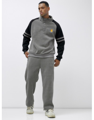 Мужской демисезонный спортивный костюм на флисе, серый, для спорта. в Тюмени