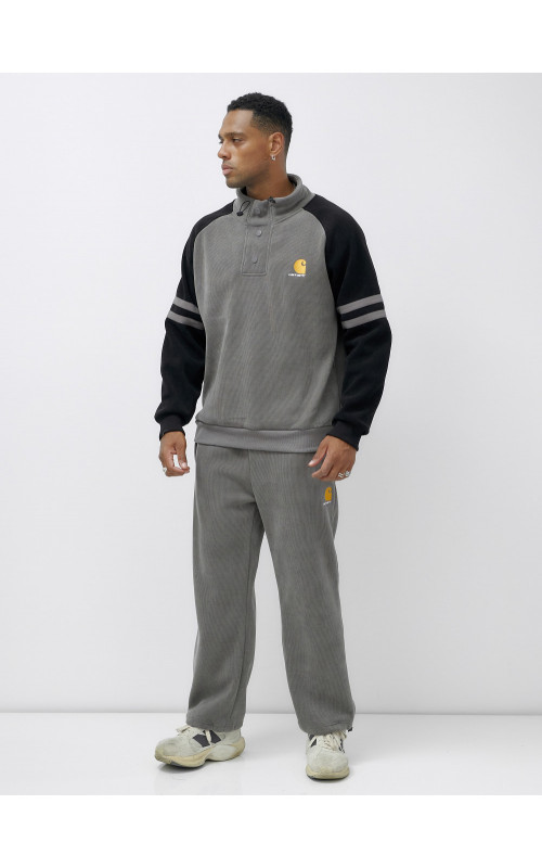 Мужской демисезонный спортивный костюм на флисе, серый, для спорта. в Тюмени