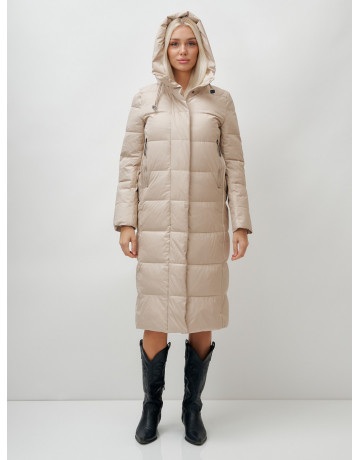 Длинный зимний пуховик с капюшоном для женщин