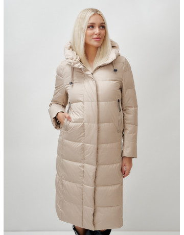 Длинный зимний пуховик с капюшоном для женщин