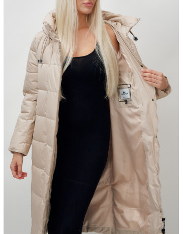 Длинный зимний пуховик с капюшоном для женщин